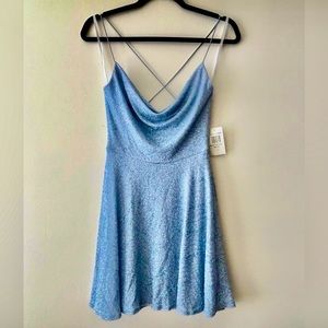 New! B.Darlin Dress Light blue bungee strap glitter/sparkly.Retail $89 S.1/2